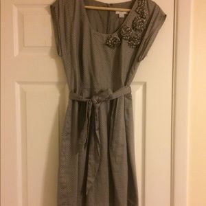 Loft grey polka dot dress